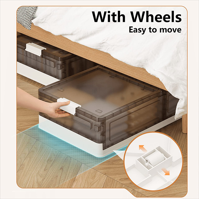 Foldable Under Bed Rolling Storage Organizer Container, Multi-purpose Storage Bin For Bedroom with wheels
