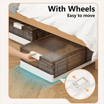 Foldable Under Bed Rolling Storage Organizer Container, Multi-purpose Storage Bin For Bedroom with wheels

