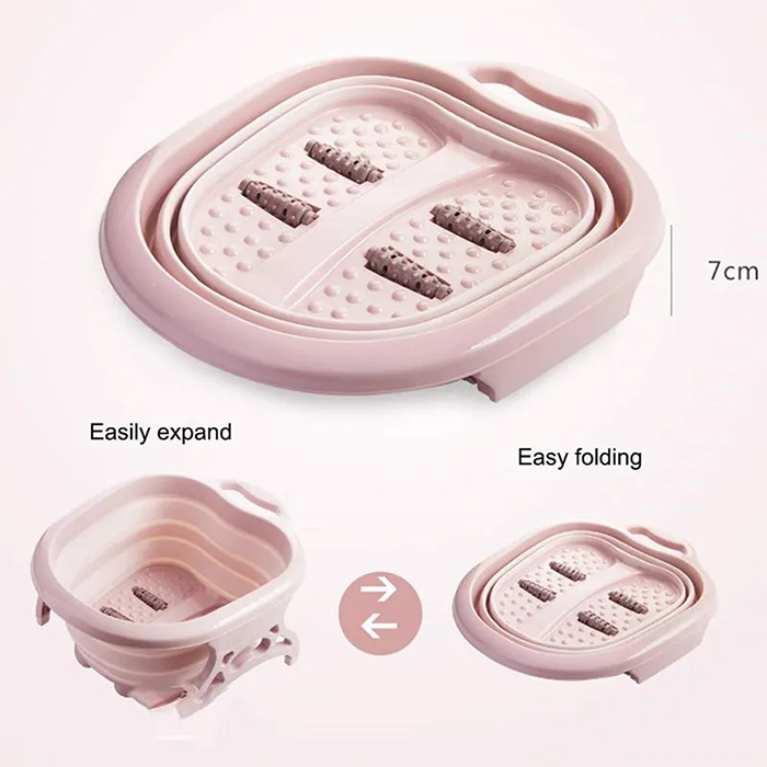 Folding Foot Tub Portable Foot Wash Tub Massage Bucket Travel Folding Bucket with 4 Massage Balls Bathing 
Dimensions