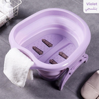 Folding Foot Tub Portable Foot Wash Tub Massage Bucket Travel Folding Bucket with 4 Massage Balls Bathing Feet violet
