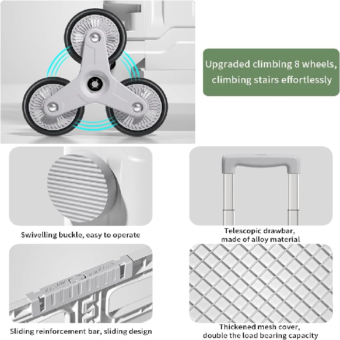 Folding Shopping Cart,  Foldable with Brake System and Adjustable Handle Durable