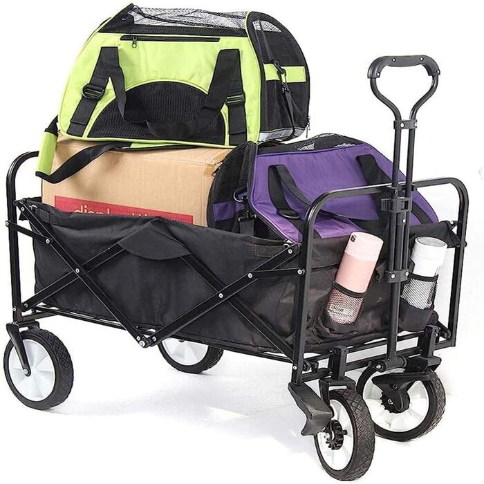 Folding Trolley Wagon Cart, Collapsible Trolley With Wheels With Removable Cover Bag durable