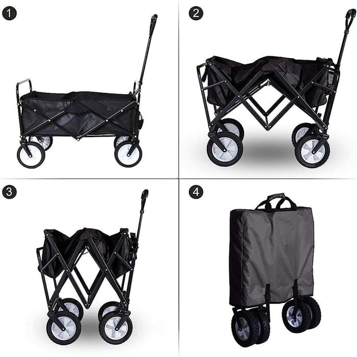 Folding Trolley Wagon Cart, Collapsible Trolley With Wheels With Removable Cover Bag easy to fold