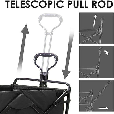 Folding Trolley Wagon Cart, Collapsible Trolley With Wheels With Removable Cover Bag telescopic pull road
