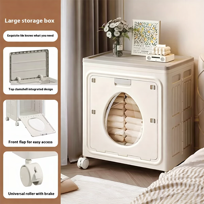 Folding closet storage box with top lid and front flap access for clothing Homesouq Qatar