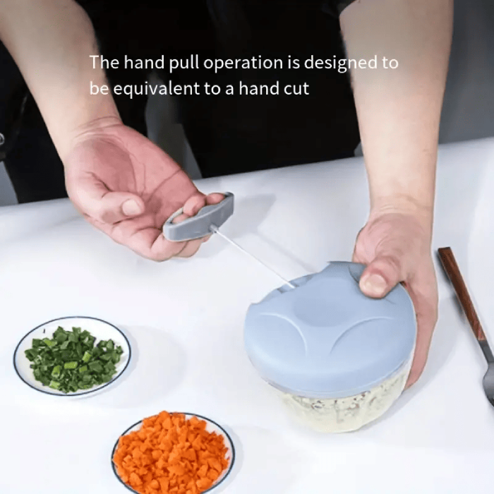 Food Chopper, Garlic Chopper with Container, Vegetable Kitchen Cutter, Pull String Hand Manual Food Processor easy Hand cutter