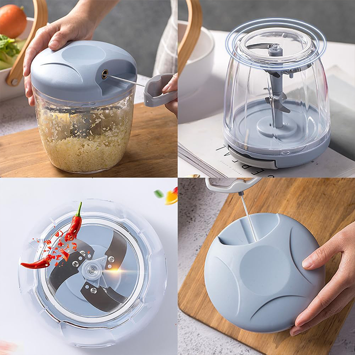Food Chopper, Garlic Chopper with Container, Vegetable Kitchen Cutter, Pull String Hand Manual Food Processor multipurpose garlic chopper