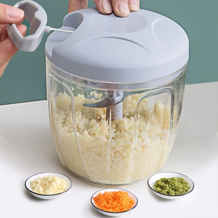 Food Chopper, Garlic Chopper with Container, Vegetable Kitchen Cutter, Pull String Hand Manual Food Processor safety cutter