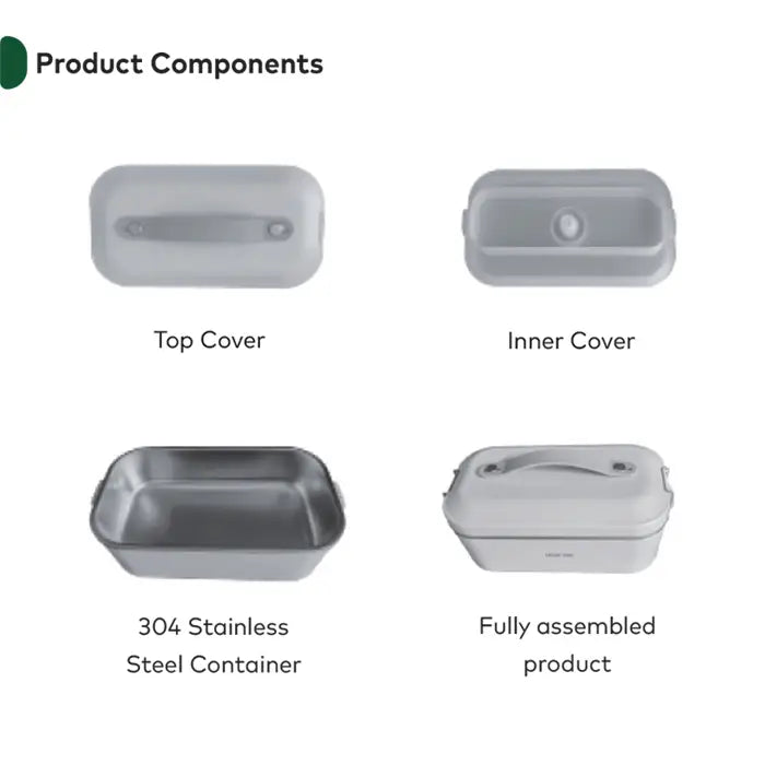 Food warmer components showing lid and stainless steel container in  Homesouq Qatar