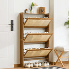 Freestanding Shoe Rack, Narrow Shoe Rack Organizer Shelves  Space-Saving Flip-Down Design