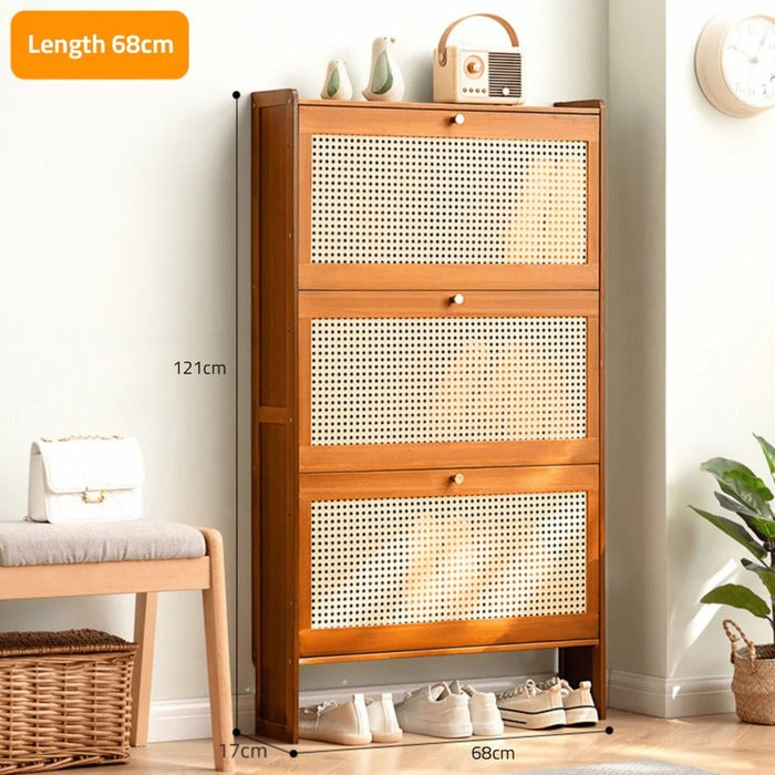 Freestanding Shoe Rack, Narrow Shoe Rack Organizer Shelves  Space-Saving Flip-Down Design dimensions