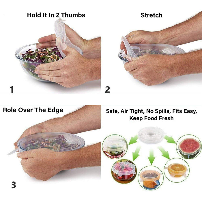Multi-size silicone storage lids for fresh food storage, durable and flexible by Homesouq Qatar