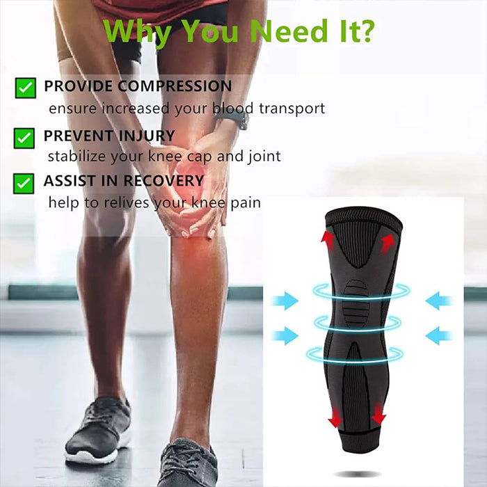Full Leg Sleeve For Complete Knee Protection Sleeve - Suitable For Hiking, Cycling, Running Sports provide compression