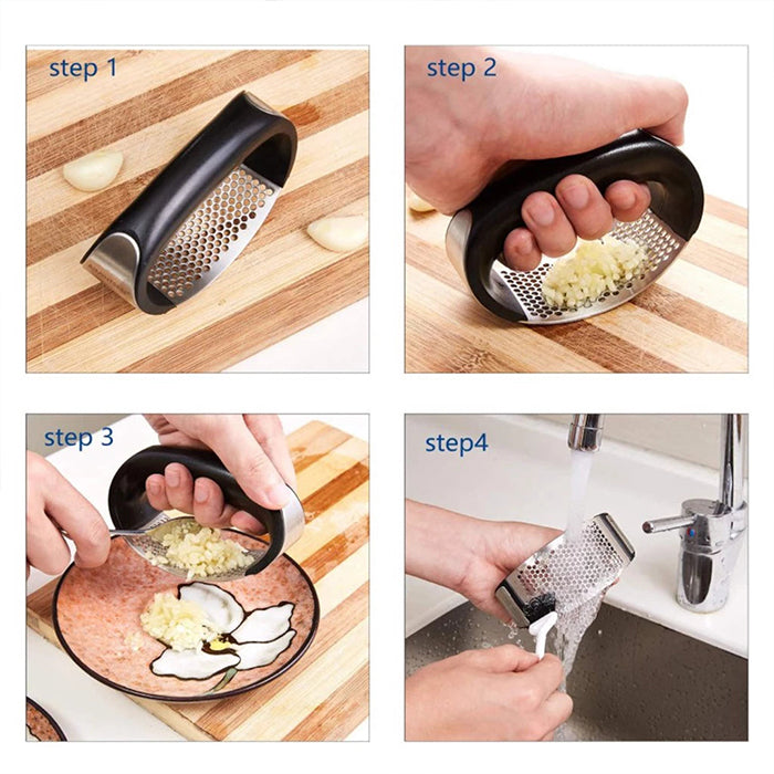 Garlic Press Stainless Steel - Premium Professional Grade Garlic Mincer  Ergonomic & Comfortable Grip