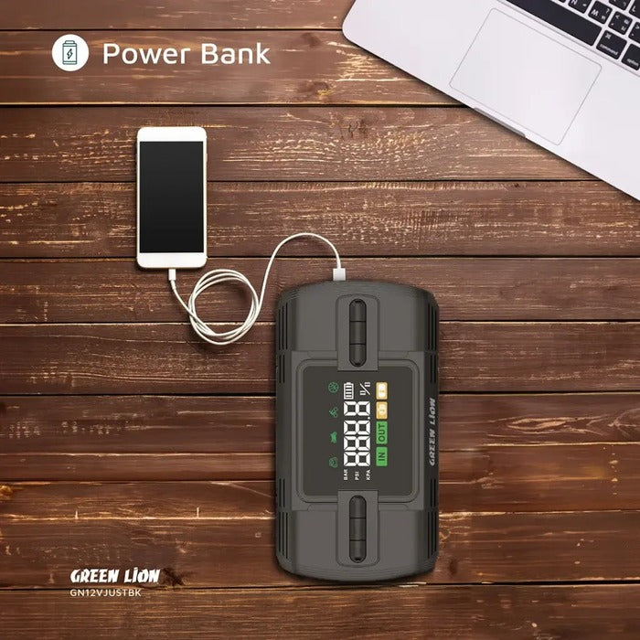 Green Lion 12V Jump Starter packs 12000mAh power, jump-starts up to 20 times, and supports 600–12000A current Safety Protection
