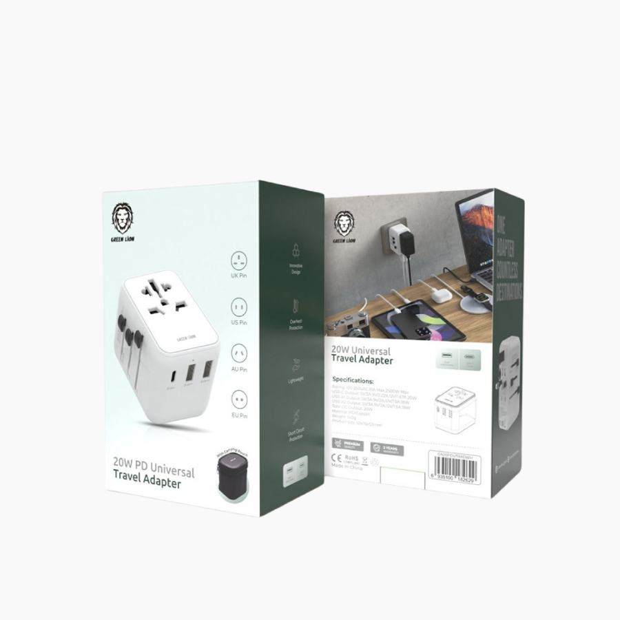  Green Lion 20W PD Universal Travel Adapter offers dual USB-A and USB-C ports
