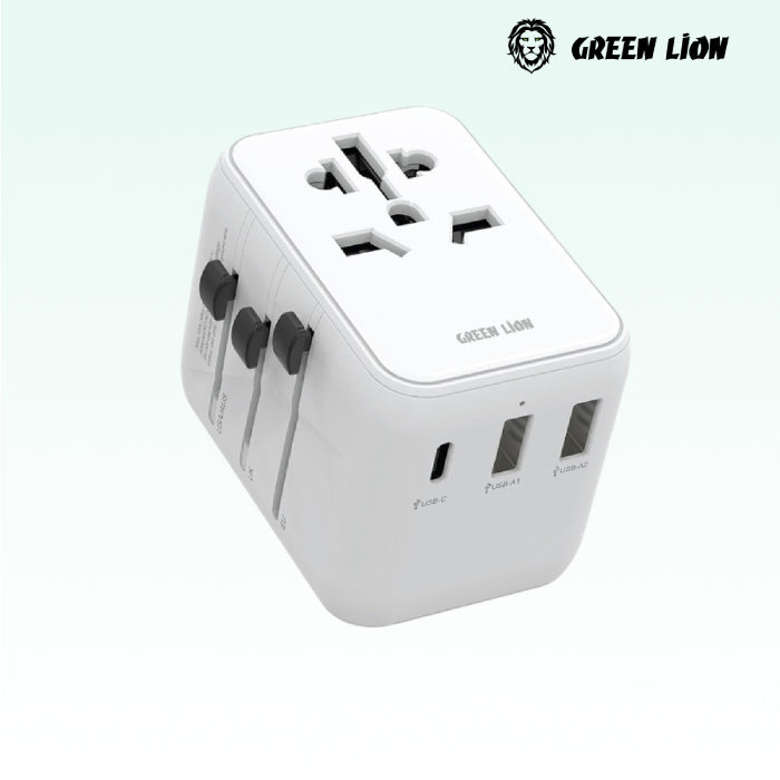  Green Lion 20W PD Universal Travel Adapter offers dual USB-A and USB-C ports White