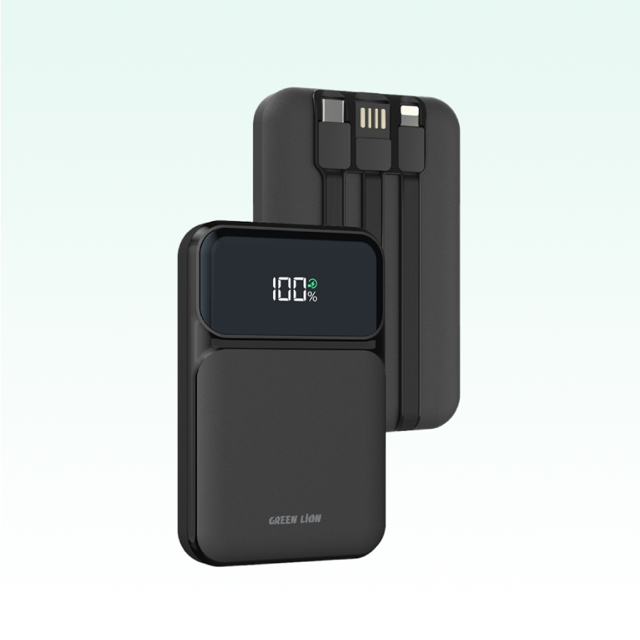  Green Lion 3-in-1 10000mAh Power Bank features wireless fast charging, built-in cables