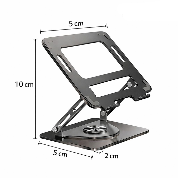 Aluminum laptop stand with adjustable height and airflow, a 360 rotatable laptop stand for desk use Qatar