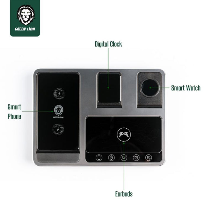 Green Lion 4-in-1 Wireless Charging Station 15W, Innovative Design Type- C Input