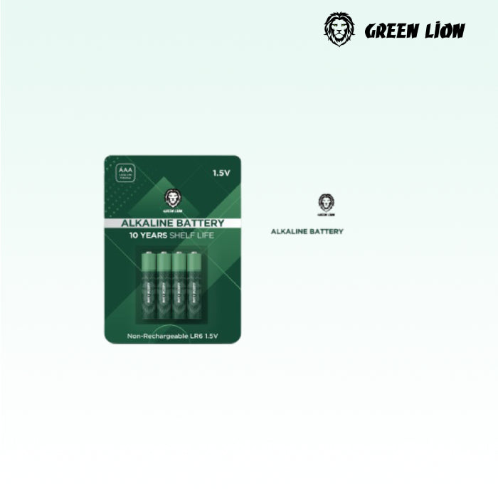 Green Lion Alkaline batteries offer a 10-year shelf life and reliable performance for devices