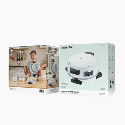 Green Lion Bread Maker with 2100W power, adjustable heat, non-stick plate, silent vent Non-Stick Coating

