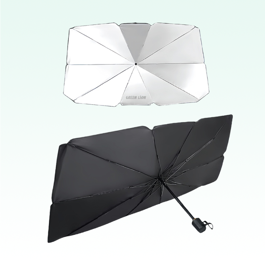 Green Lion Car Windshield Umbrella keeps your car cool by blocking sunlight and UV rays