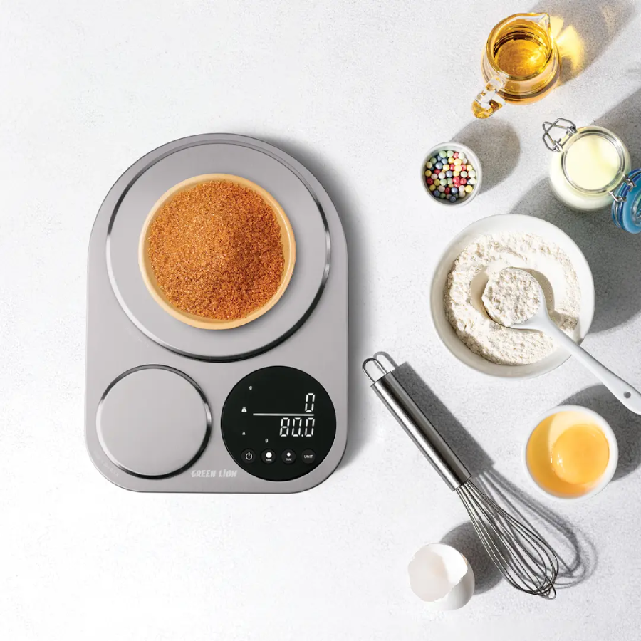 Green Lion Dual Kitchen Scale offers 5kg (1g) and 500g (0.1g) precision weighing with a stainless steel design Overload Indicator

