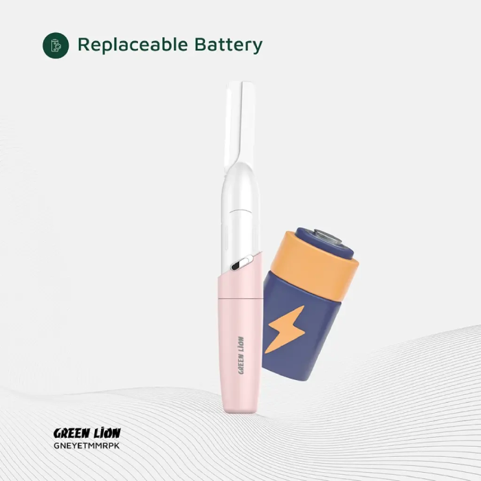 Green Lion Eyebrow Trimmer offers precise, skin-friendly grooming with stainless steel blades Replaceable Battery
