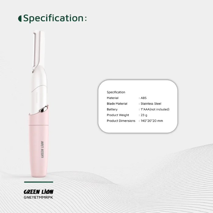 Green Lion Eyebrow Trimmer offers precise, skin-friendly grooming with stainless steel blades specifications