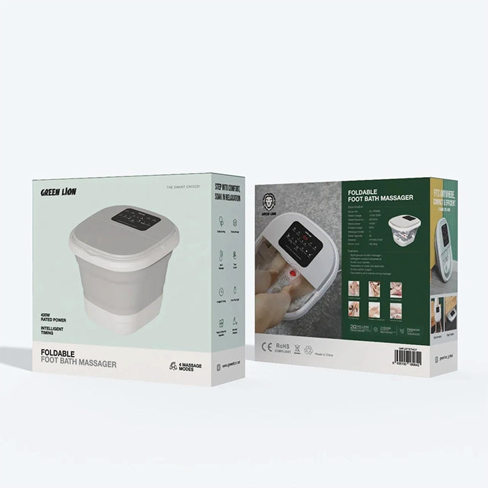 Green Lion Foldable Foot Bath Massager features an 8L capacity for deep soaking, a smart digital control panel Four massage modes