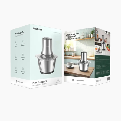 Green Lion Food Grinder features a 500W motor, 3-liter stainless steel bowl, and titanium Durable