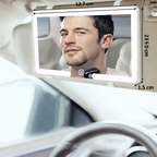 LED makeup mirror with adjustable brightness and clip mount, ideal as a car makeup mirror for touch-ups Qatar