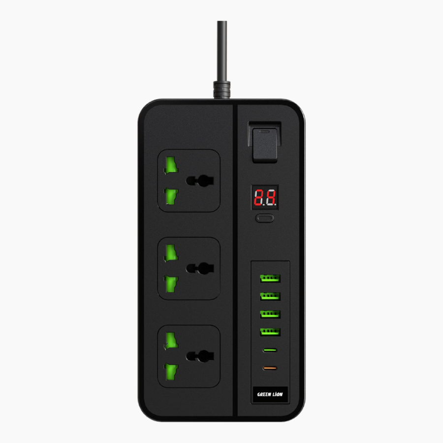Green Lion GS-150 Power Socket offers 3000W capacity, 3 standard sockets, and 6 USB 24 Hours Timed Switch
