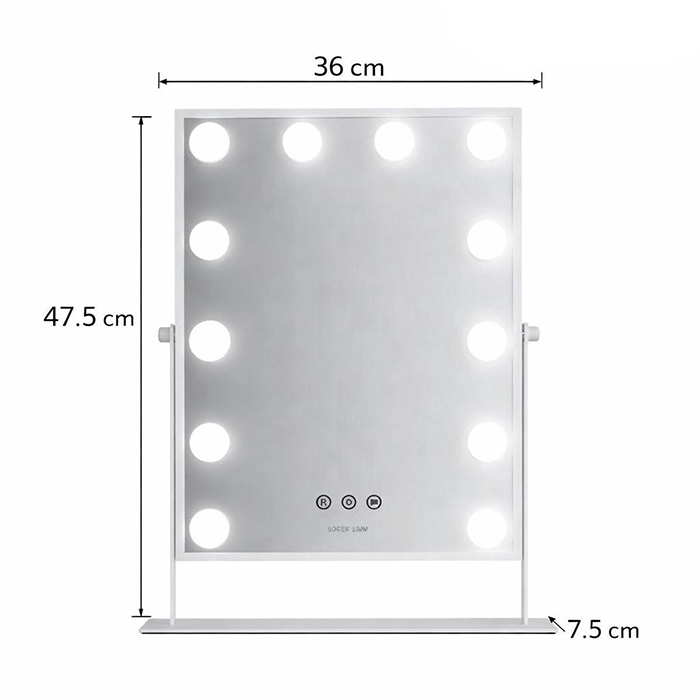 Mirror with LED lights, mirror makeup LED design with 12 LED lights for bright, even illumination Qatar