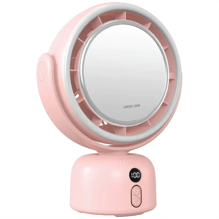 Green Lion Makeup Mirror with Fan, 5 Levels Fan Speed 3 Light Modes