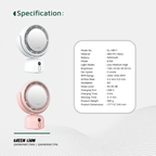 Green Lion Makeup Mirror with Fan, 5 Levels Fan Speed 3 Light Modes Specifications
