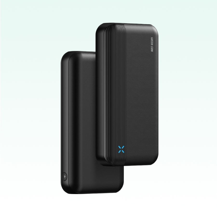 Green Lion Milos 20000mAh Power Bank features fast PD-20W charging, multiple ports- black