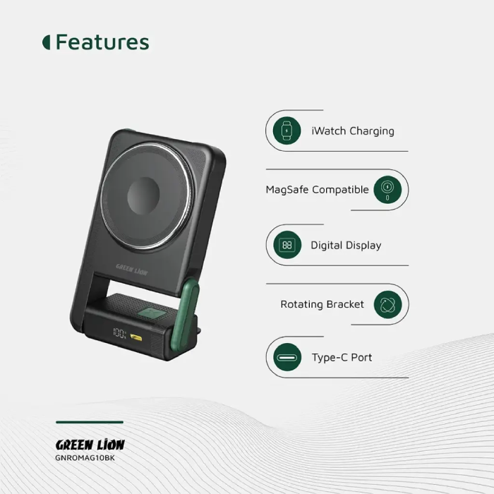 Green Lion Rotex MagSafe 10000mAh Power Bank, iWatch Charging Features