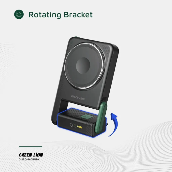 Green Lion Rotex MagSafe 10000mAh Power Bank, iWatch Charging Rtating Bracket
