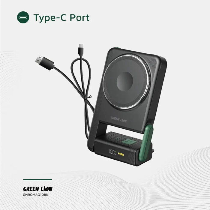 Green Lion Rotex MagSafe 10000mAh Power Bank, iWatch Charging Type-C Port
