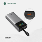 Green Lion Voltix 10000mAh Power Bank offers fast PD20W and 22.5W charging in a slim design USB A Port
