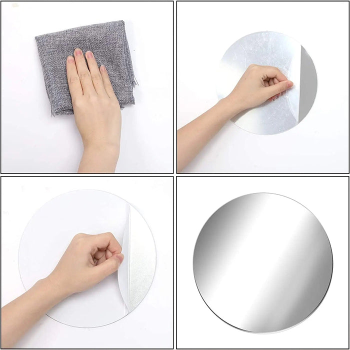 HD Self-Adhesive Acrylic Mirror Tiles - DIY Non-Glass Wall Sticker Mirrors Sheets materials round types