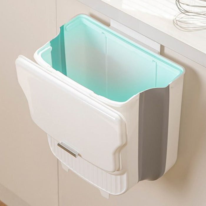 Hanging Foldable Kitchen Trash Bin with Lid, Cabinet Cupboard Door Hanging Recycling Waste Bin Durable