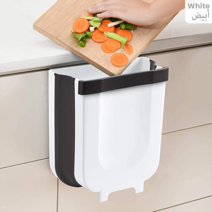 Hanging Trash Can for Kitchen Cabinet Door Wall Mounted Folding Waste Bin Excellent Quality White