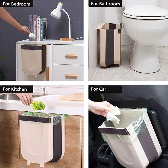 Hanging Trash Can for Kitchen Cabinet Door Wall Mounted Folding Waste Bin Unique design