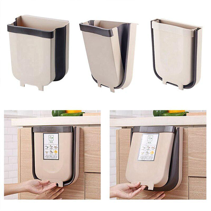 Hanging Trash Can for Kitchen Cabinet Door, Wall Mounted Folding Waste Bin trash can