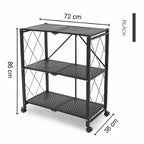 Heavy Duty Multi Tier Foldable Storage Rack with Movable Wheel For Kitchen, Pantry Laundry 3 Tier dimensions