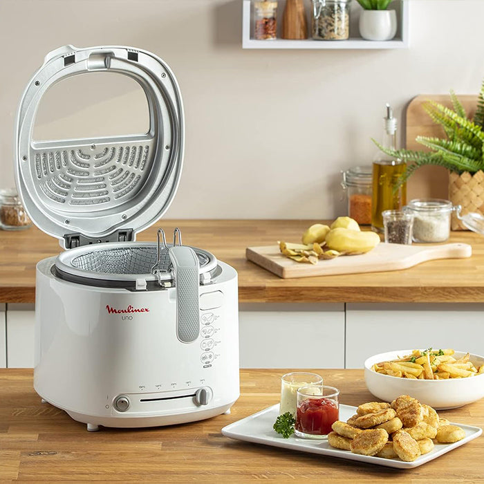 Home deep fryer kitchen appliance with compact body and adjustable heat settings from Homesouq Qatar