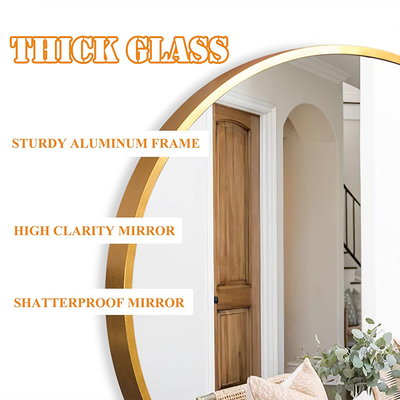 Thick glass round mirror with sturdy aluminum frame for wall mounting Qatar